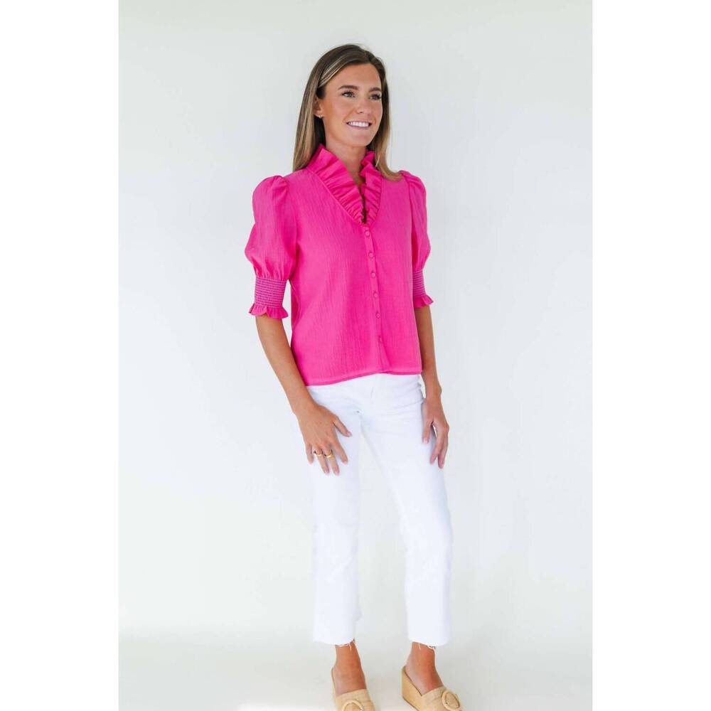 NEW MARY GEORGE harper top in fandango pink